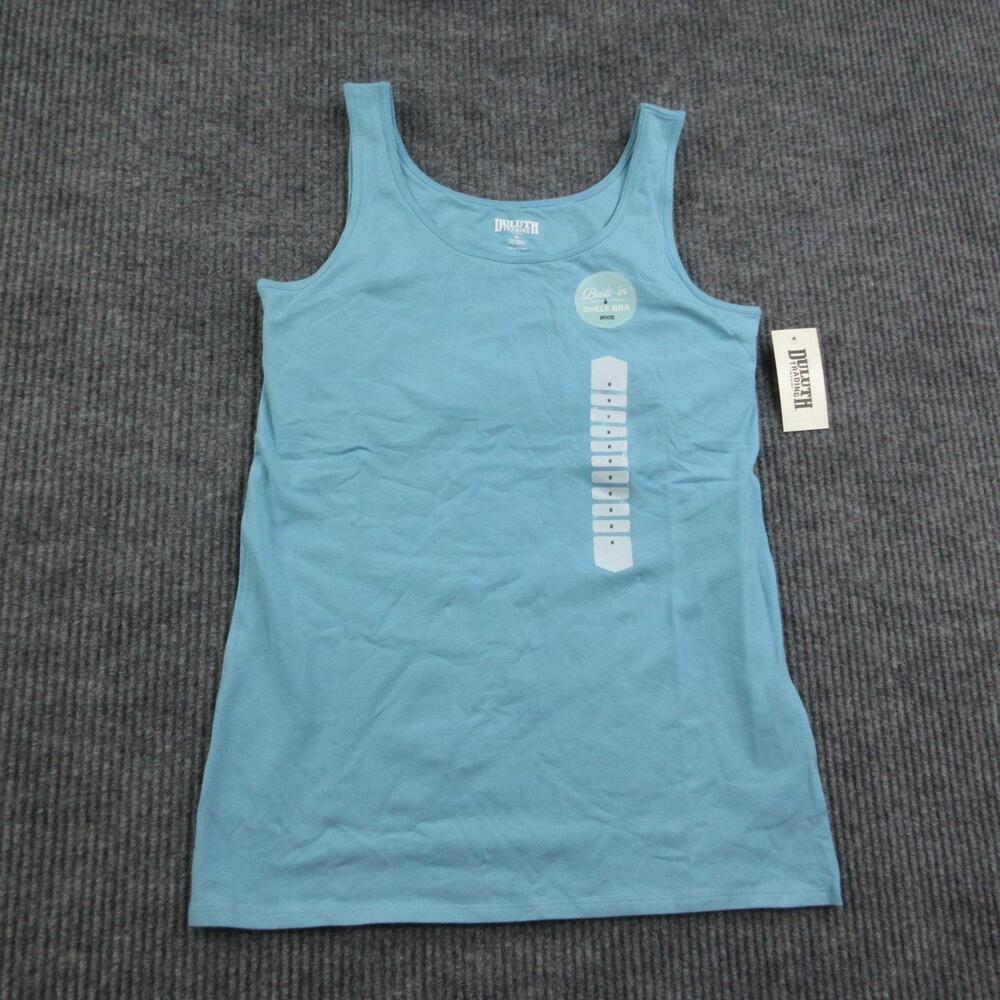 Duluth Trading Co Tank Womens M Blue Built-In Shelf Bra Cotton Spandex NWT